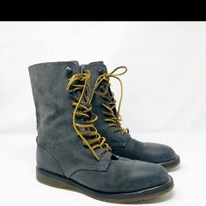 DR MARTENS | Suede Carli Lace Up Combat Moto Boot